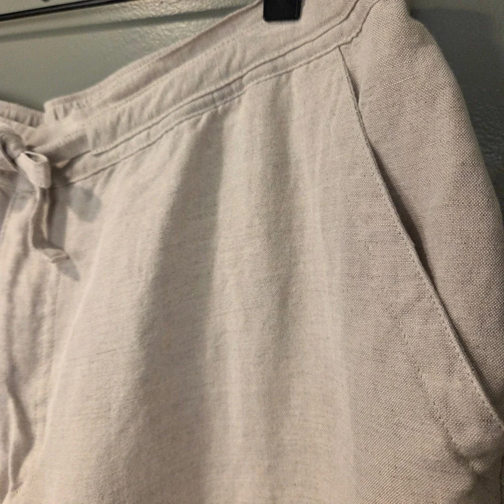 Cubavera Men's Linen Blend Straight Leg Cropped Pants Size L Drawstring Waist